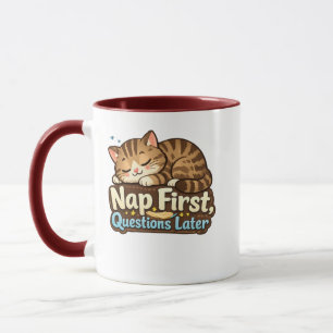 Nap First Questions Later Funny Sleeping Cat Combo Mug