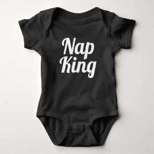 Nap King Boy Black and White Slogan Baby Bodysuit