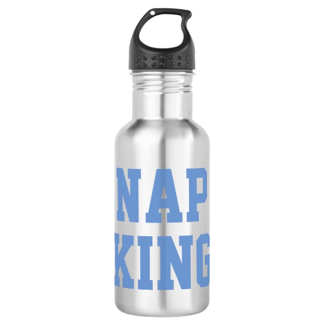 Nap King | Joke Humor Blue water bottle (Front)