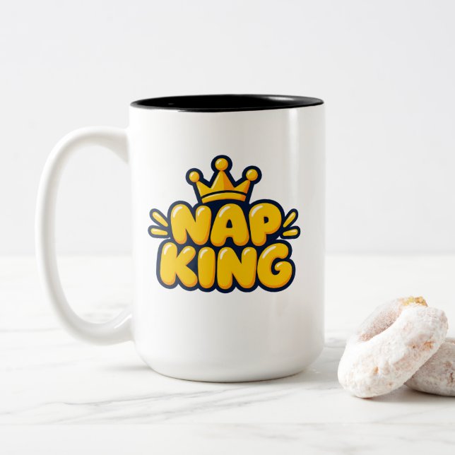 Nap King Two-Tone Coffee Mug (With Donut)