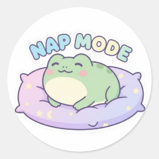 Nap Mode Frog Sticker Cute Sleeping Frog Cozy Kawa (Front)
