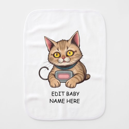 Nap Mode" Tabby Kitten Baby Burp Cloth