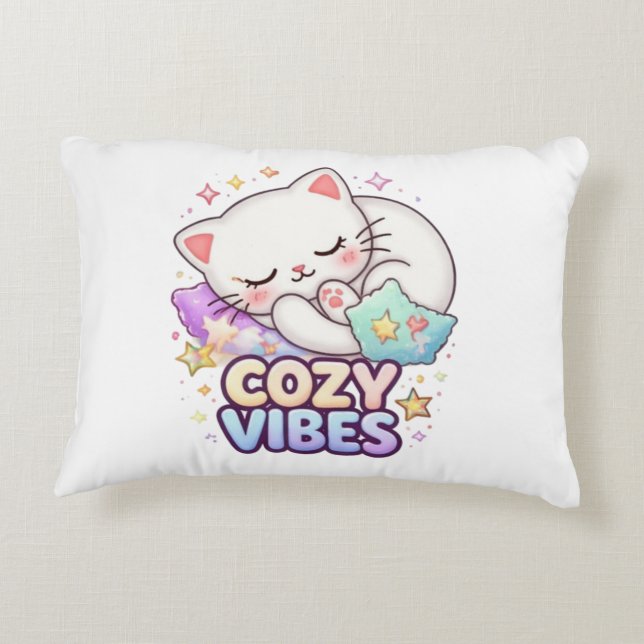 Nap Queen Cat Sticker | Cute Sleeping Cat Accent Pillow (Back)