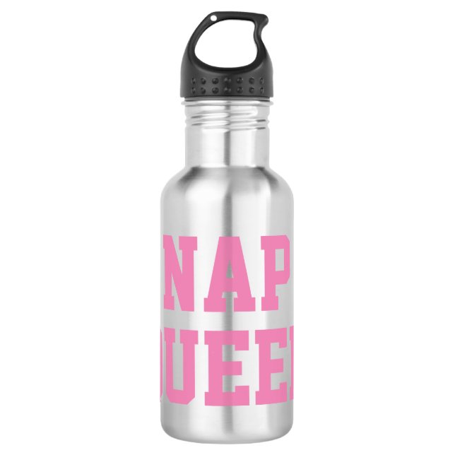 Nap Queen | Joke Humor Blue water bottle (Front)