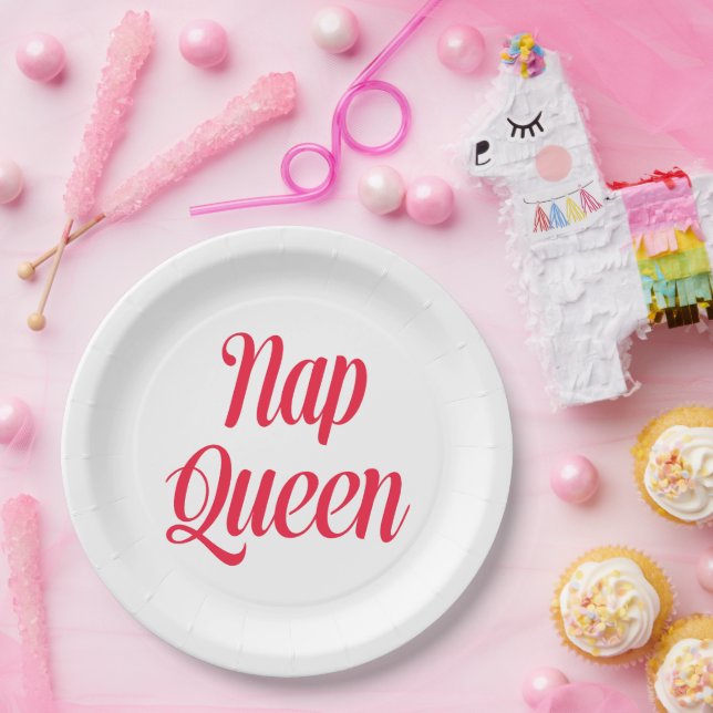 Nap Queen Pink Cherry Red Paper Plates (Party)