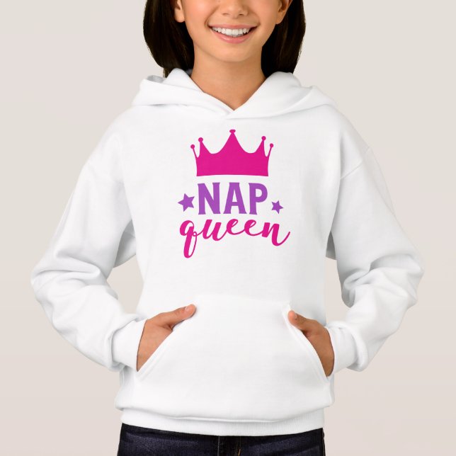 Nap Queen, Princess, Crown, Stars, Sleep, Sleeping Hoodie (Front)