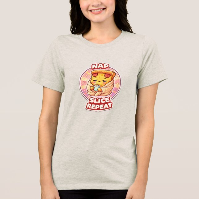 Nap Slice Repeat Pizza Shirt – Cute Kawaii Cozy Te (Front)