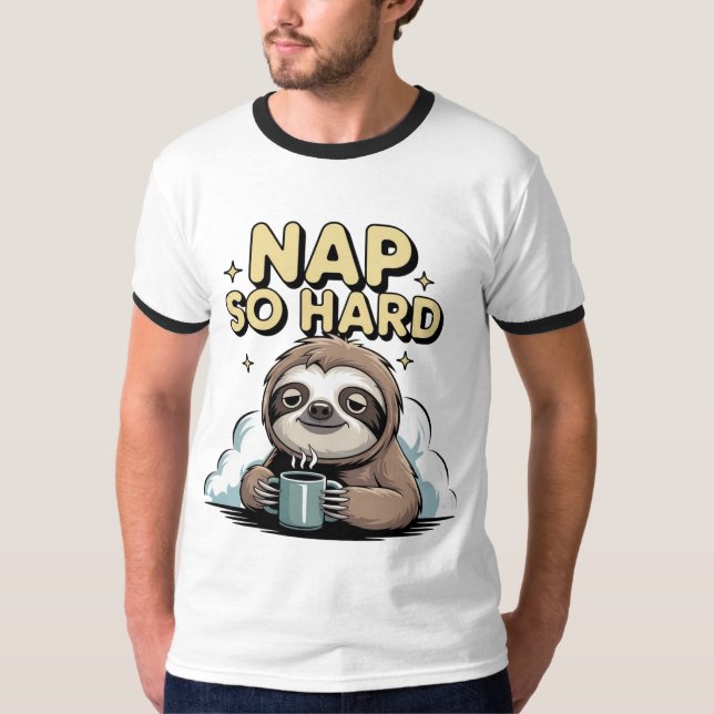 Nap so hard sloth with coffee isolated T-Shirt (Front)