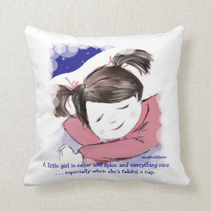 Nap Time-Little Girl-Funny Saying Throw Pillow