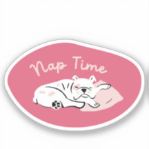 "Nap Time" sleeping bulldog cherry blossom color