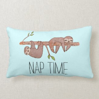 Nap Time Sleepy Lazy Sloth Drawing Pillow