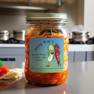 Napa and Pepper Pals Funny Cartoon Square Kimchi Square Sticker