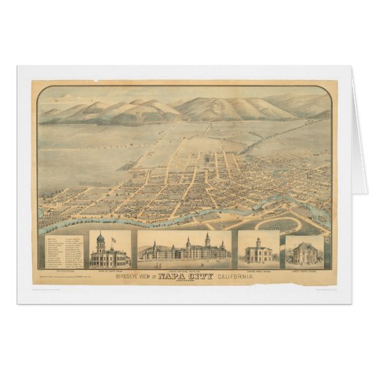 Napa, CA. Panoramic Map (0684A) Cards (Front Horizontal)