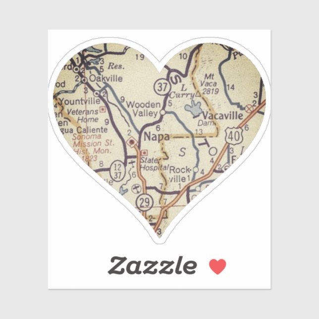 Napa CA Vintage Map Sticker (Sheet)
