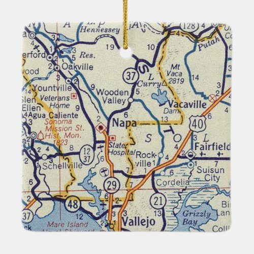 Napa Classic Map Ceramic Ornament