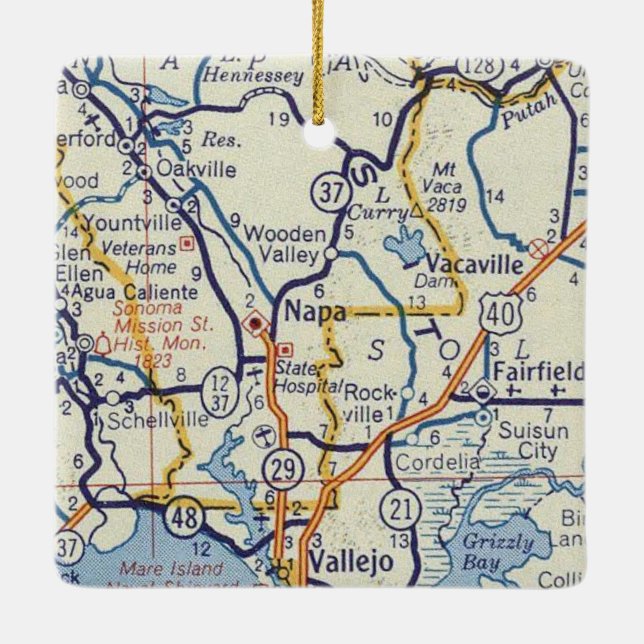 Napa Classic Map Ceramic Ornament (Back)