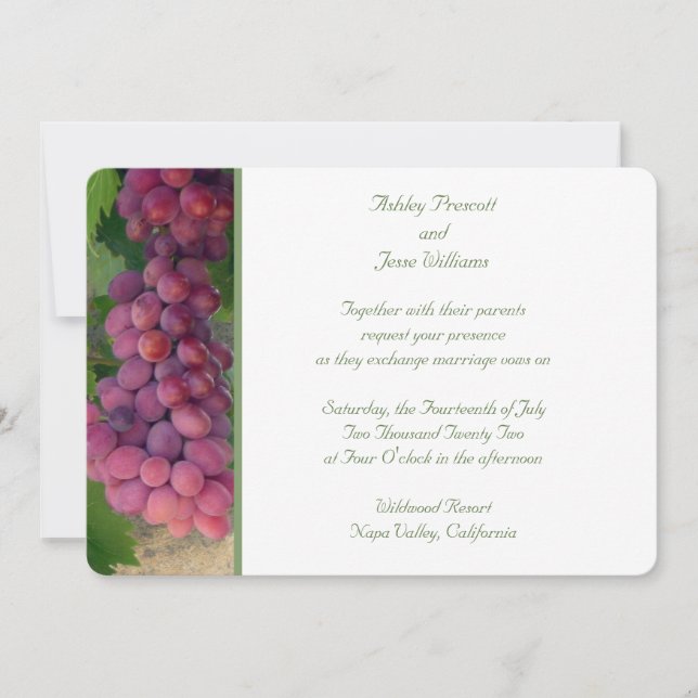Napa Grapes Wedding Invitation (Front)
