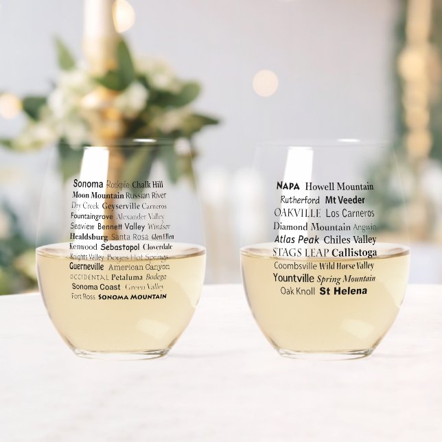Napa & Sonoma Stemless Wine Glass Set (Insitu (Wedding))