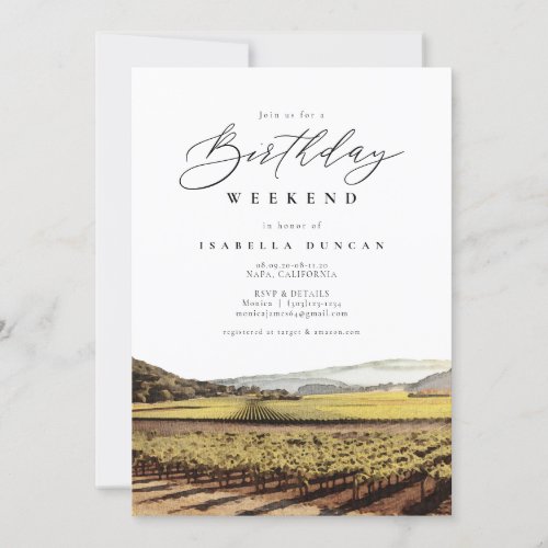 Napa Sonoma Valley California Winery Birthday Invitation