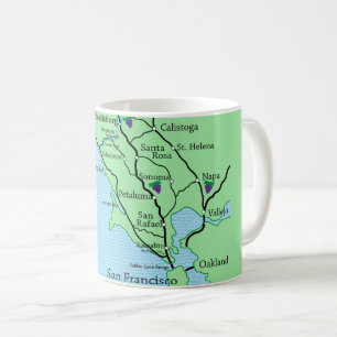 Napa Sonoma Wine Country Map Mug