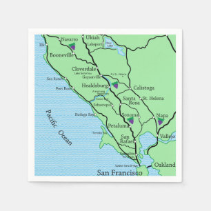 Napa Sonoma Wine Country Map Napkins