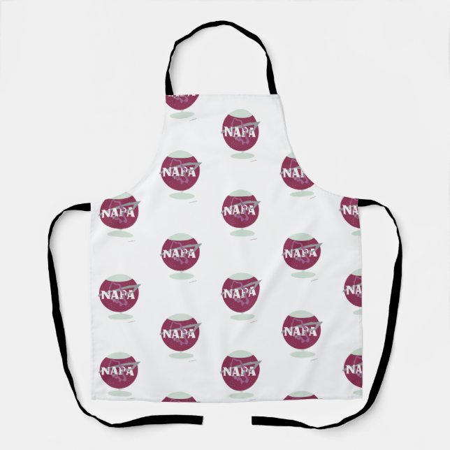 Napa Space Pattern Wine Glass Logo Fun Apron (Front)