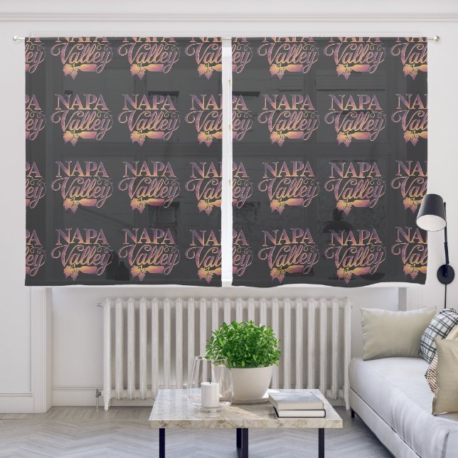 Napa Valley Black Background Drape  Sheer Curtains (Living Room)