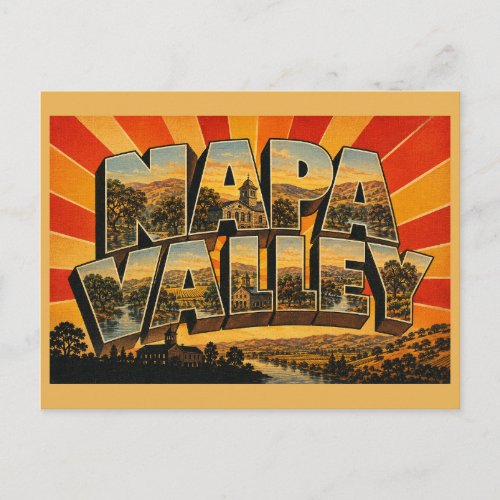 Napa Valley California Golden Hills River Art Postcard