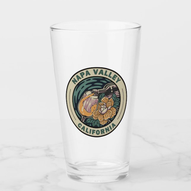 Napa Valley California Travel Art Badge Glass (Front)