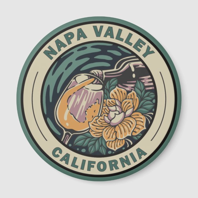 Napa Valley California Travel Art Badge Magnet