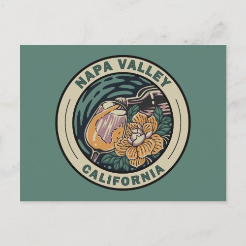Napa Valley California Travel Art Badge Postcard