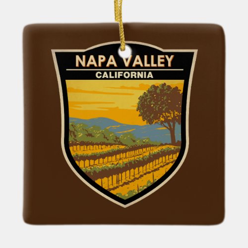 Napa Valley California Travel Art Vintage Ceramic Ornament