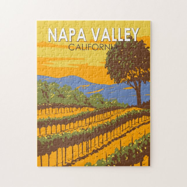 Napa Valley California Travel Art Vintage Jigsaw Puzzle (Vertical)