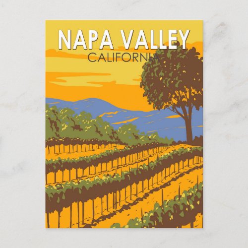 Napa Valley California Travel Art Vintage Postcard