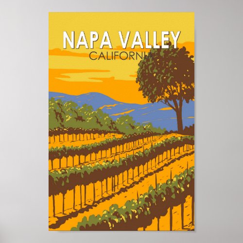 Napa Valley California Travel Art Vintage Poster