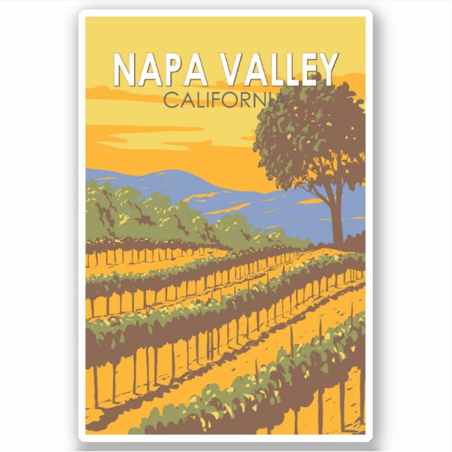 Napa Valley California Travel Art Vintage Sticker (Front)