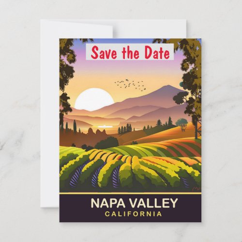 Napa Valley California Travel Postcard  Save The Date