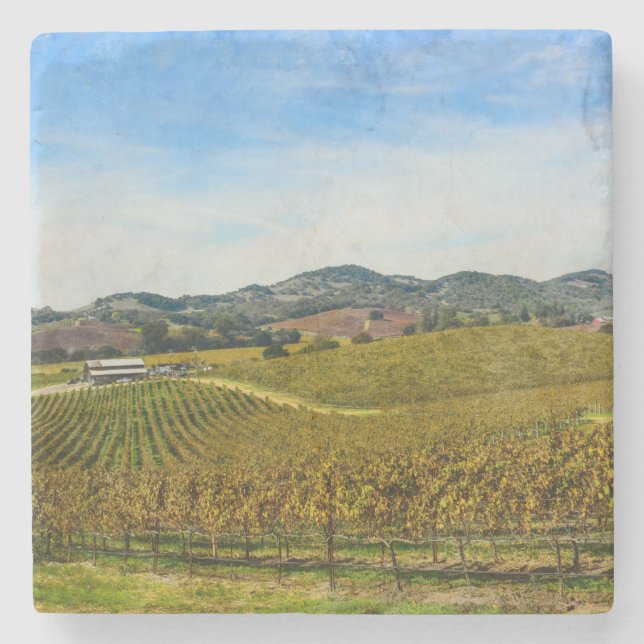 Napa Valley California Vineyard Stone Coaster (Front)