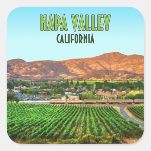 Napa Valley California Vineyard Vintage Square Sticker