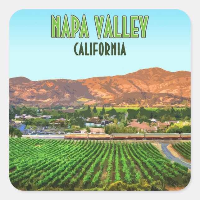Napa Valley California Vineyard Vintage Square Sticker (Front)
