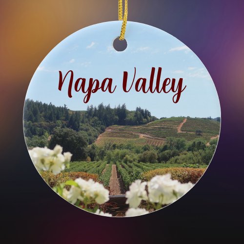 Napa Valley California vineyards and flowers Ceramic Ornament
