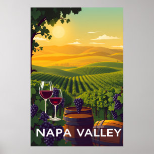 Napa Valley, California Wine Travel Vintage Art Poster