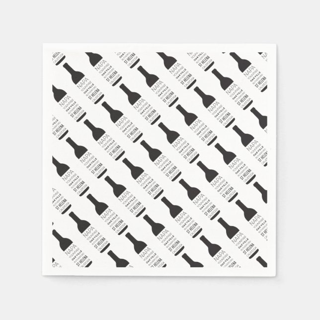Napa Valley Cities Wine Bottle Party Supplies Paper Napkins (Front)