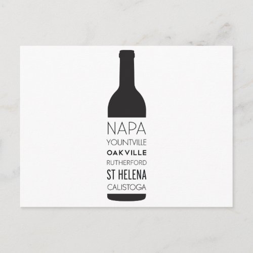 Napa Valley Cities Wine Bottle Postcard