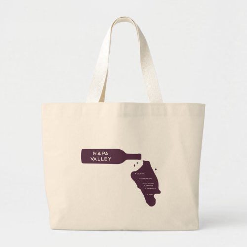 Napa Valley Cities Wine Bottle Spill Logo Large Tote Bag