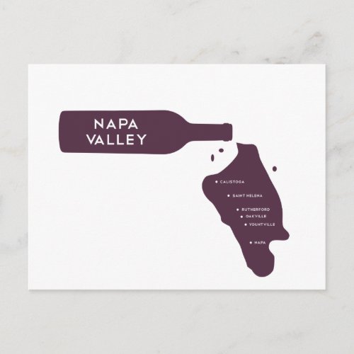 Napa Valley Cities Wine Bottle Spill Logo Postcard