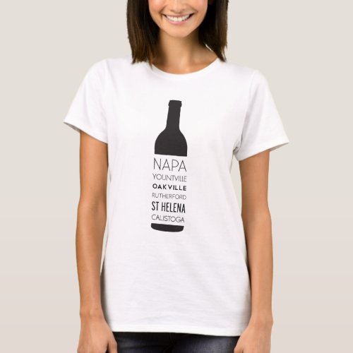 Napa Valley Cities Wine Bottle T_Shirt