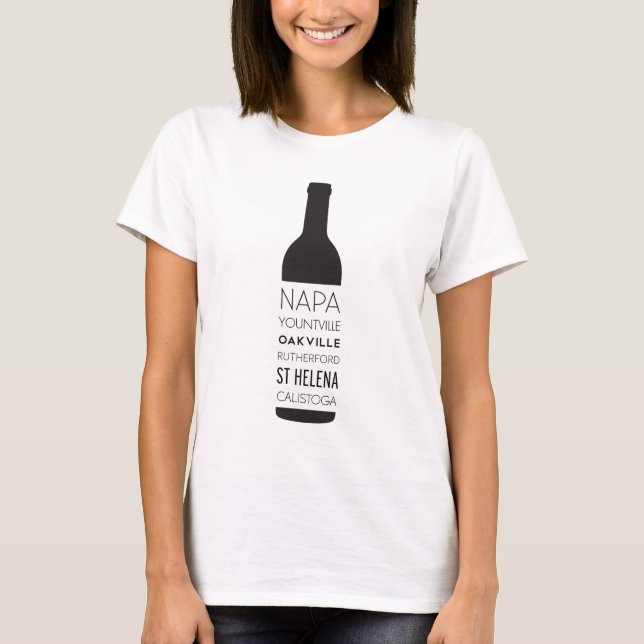 Napa Valley Cities Wine Bottle T-Shirt (Front)