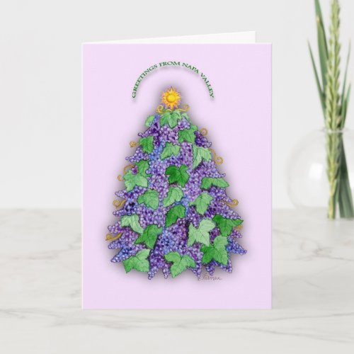 Napa Valley Grapes Christmas Tree Holiday Card