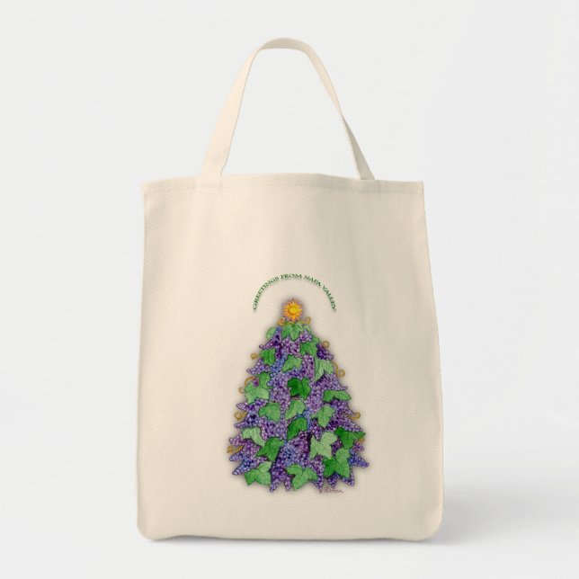 Napa Valley Grapes Christmas Tree Tote Bag (Front)